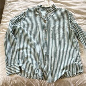 Striped Green and White Men's Shirt